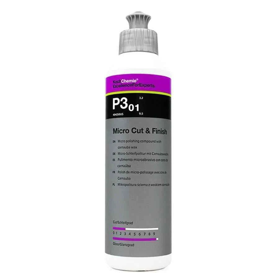 Koch Chemie P3.01 Micro Cut and Finish one-step polish for removing swirl marks, refining paint, and producing a high-gloss automotive finish