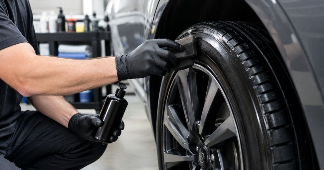 Tire dressings ranked by sling-off resistance for detailing shops