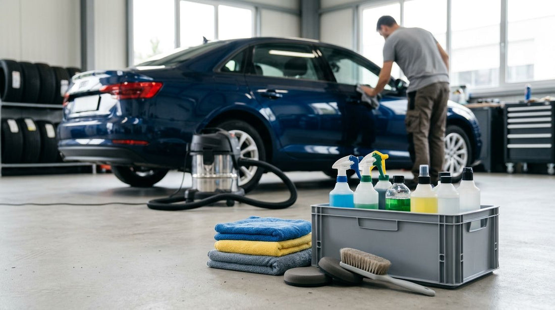 Detailing supplies for car rental return reconditioning