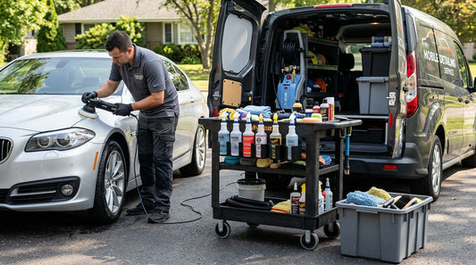 Detailing carts and totes for mobile detailing setups
