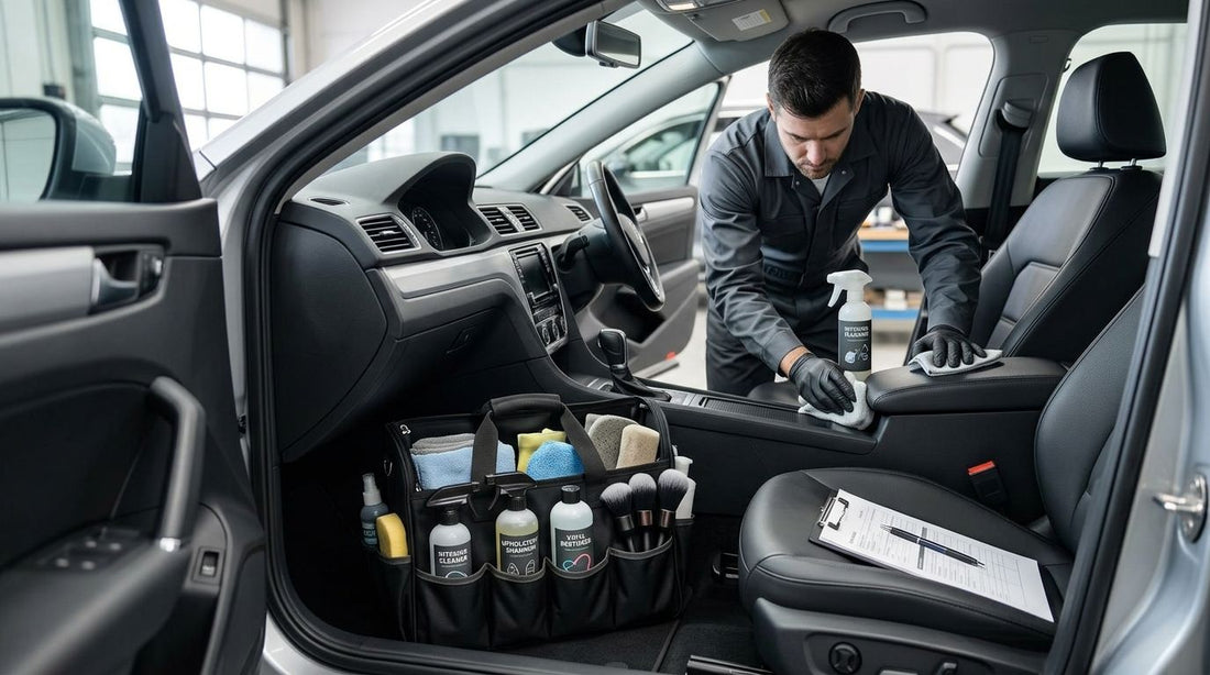 Interior detailing kits for car dealership trade-in inspections