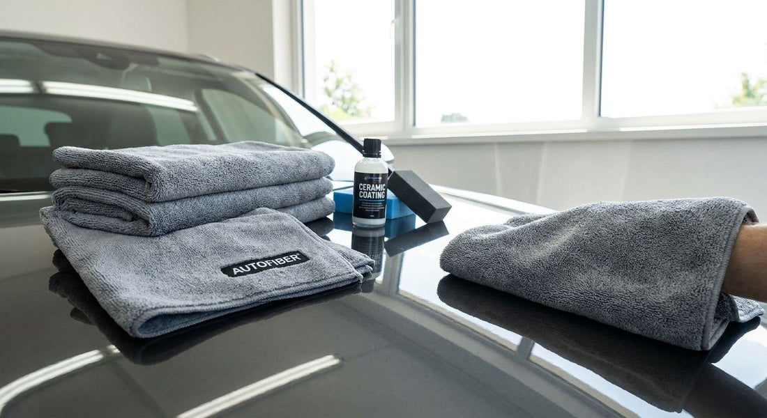 Autofiber towels for ceramic coating application and buffing