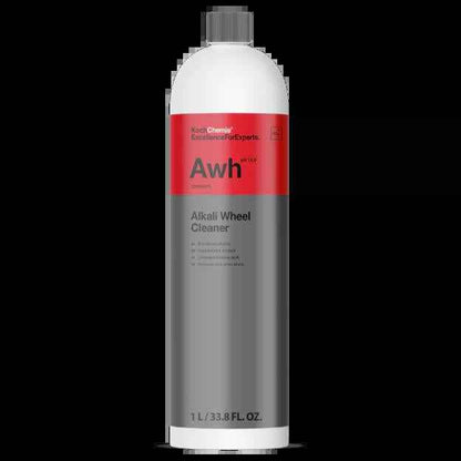 Bottle of AWH Alkali Wheel Cleaner on a white background