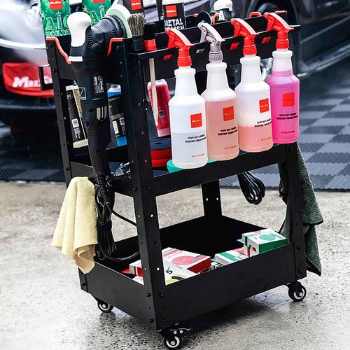 Maxshine Premium Rolling Detailing Utility Steel Cart Action