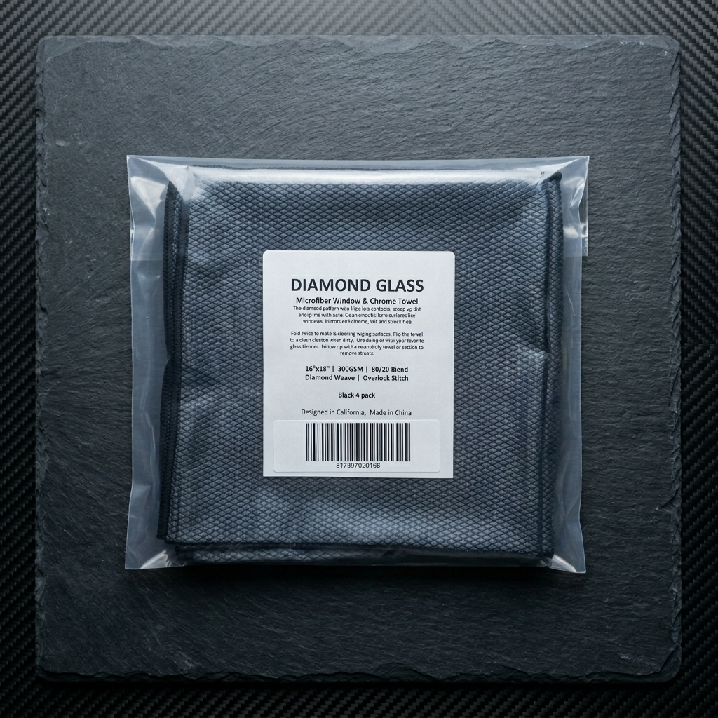 Diamond Pattern Glass Towels 4 pack - Black