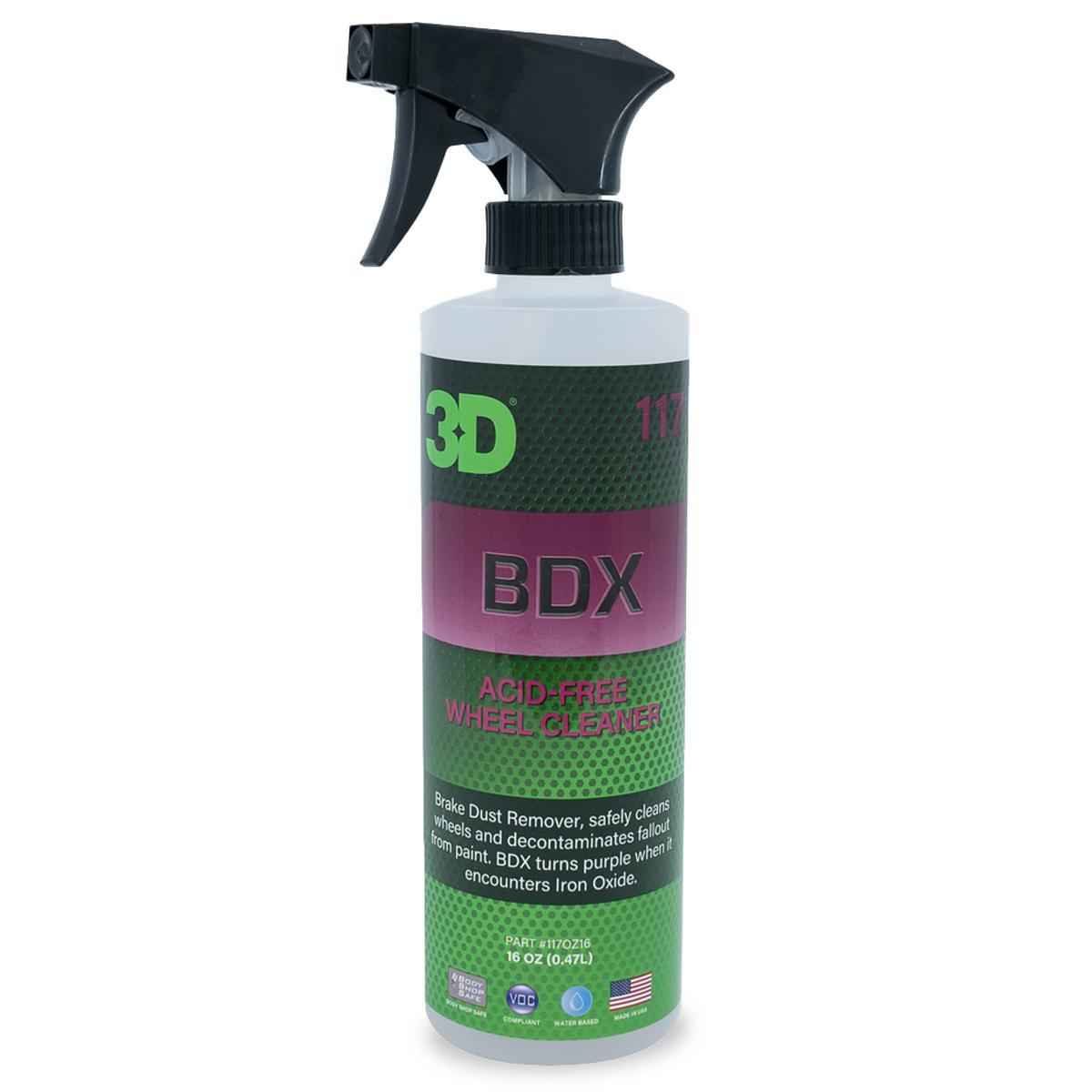 3D BDX Brake Dust Remover iron remover 16 oz for dissolving brake dust, iron fallout, and embedded contamination from automotive wheels and paint surfaces
