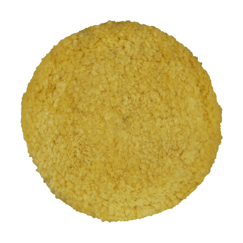 Buff and Shine 7.5" 100% Yellow Wool 4 Ply Twist Grip Pad™ with Center Tee Action
