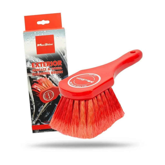 MaxShine Exterior Surface and Wheel Cleaning Brush for removing brake dust, road grime, and dirt from wheels, tires, wheel wells, and exterior vehicle surfaces