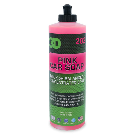 Bottle of 3D Pink Car Soap on a white background
