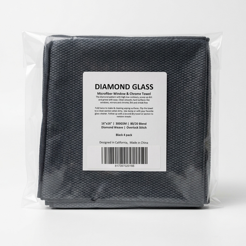 Diamond Pattern Glass Towels 4 pack - Black