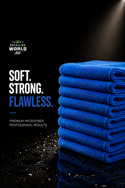 Microfiber Towels 340GSM Edgeless Navy Blue 10pk Action